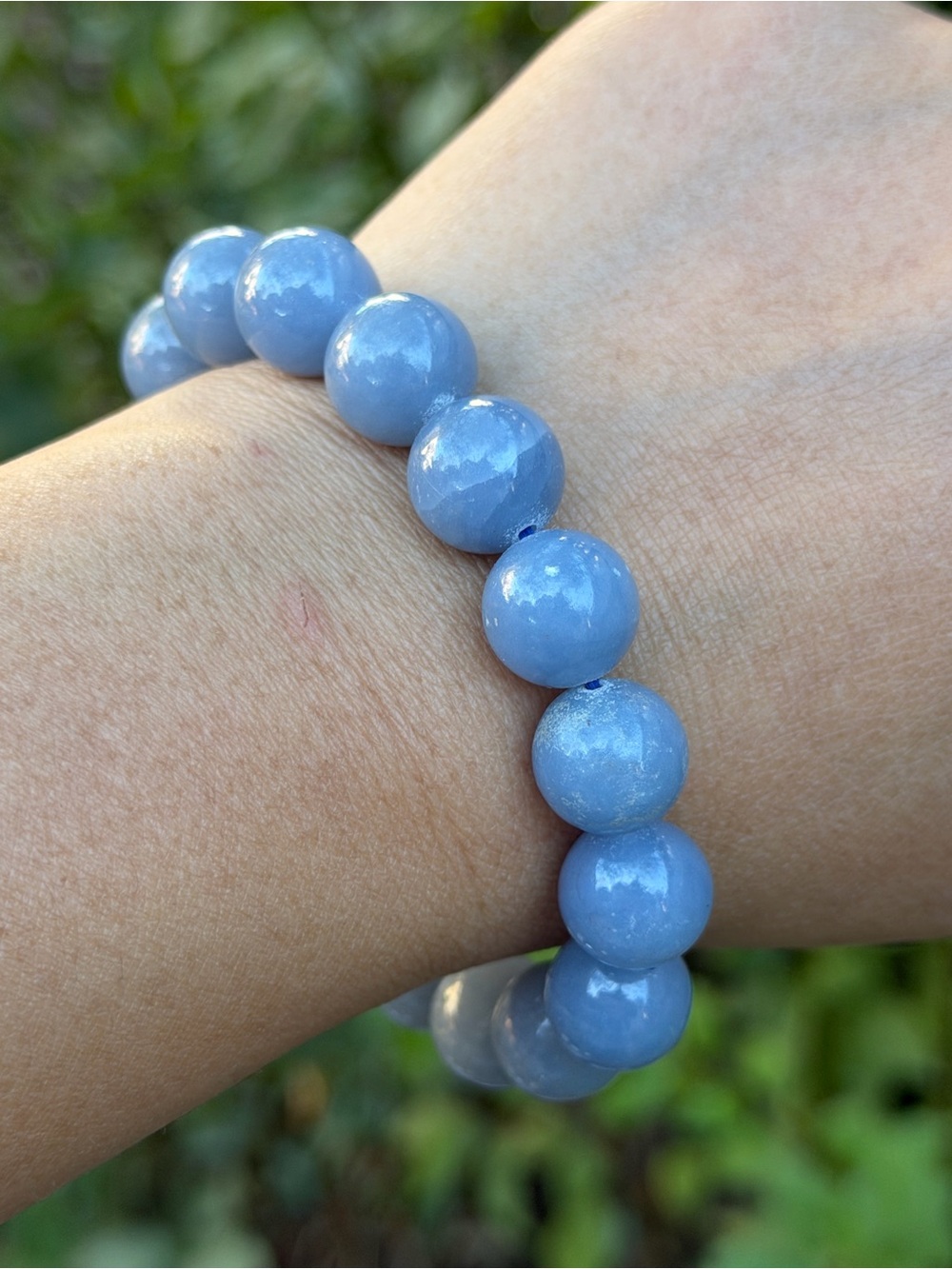 12mm stretchable blue angelite bracelet 1885 - Picture 4 of 9